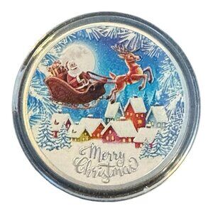 Christmas Coin: Santa Claus Sleigh Ride Challenge Coin- Silver Color